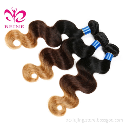 REINE Cheap Ombre Virgin Human Hair Weave 1B 4 27 Unprocessed Wholesale Human Hair Weave Bundles